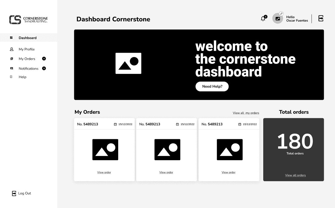 Conernstone Sandblasting - Web / Dashboard